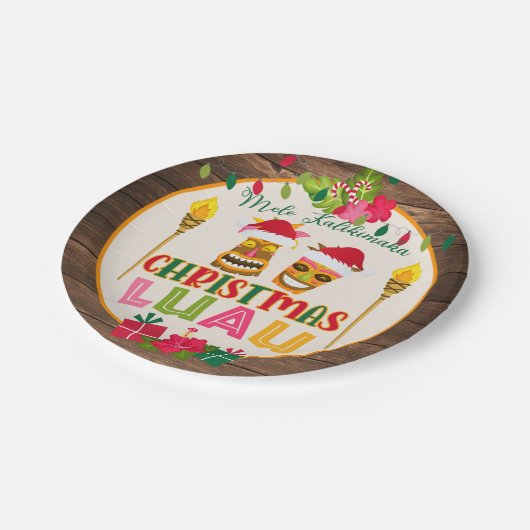 Weihnachts-Luau-Party-Papierplatte - W Pappteller (Schrägansicht)