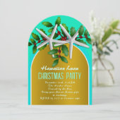 Weihnachts-Luau-Starfish Gold-Arschdesign Einladung (Stehend Vorderseite)