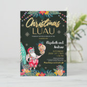 Weihnachts Luau Tropical Santa Einladung Karte (Stehend Vorderseite)