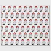 Weihnachts Lumpenpuppe mit Zuckerstange Geschenkpapier (Flach)