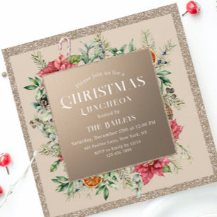 Weihnachts-Lunch-Champagner-Glitter-Weihnachtsster Einladung