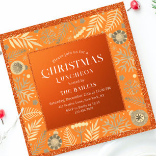 Weihnachts-Lunch-Orangen-Glitter-Ornamente Einladung