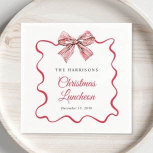 Weihnachts-Lunch-Rotgestreifter Coquette-Schleife Serviette