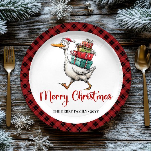 Weihnachts Lustige Gans Minimalistischer Charme Pa Pappteller