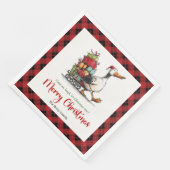 Weihnachts Lustige Gans Whimsical Minimal Napkins Serviette (Ecke)