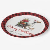 Weihnachts-Lustige-Gans-Whimsical-Minimal-Party Pappteller (Schrägansicht)