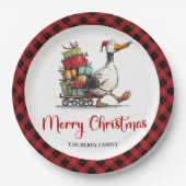 Weihnachts-Lustige-Gans-Whimsical-Minimal-Party Pappteller (Vorderseite)