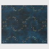 Weihnachts-Luxus goldene Sterne Blau Geschenkpapier (Flach)