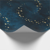 Weihnachts-Luxus goldene Sterne Blau Geschenkpapier (Ecke)