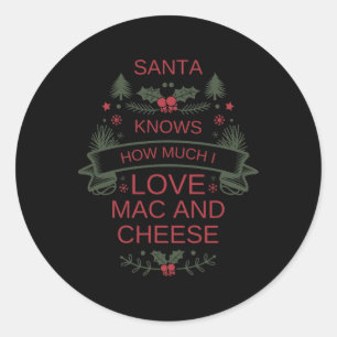 Weihnachts-Mac-und-Käse-Liebhaber-Shirt für Santa Runder Aufkleber