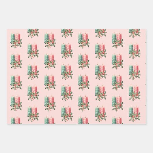 Weihnachts-Macaron-Bäume und Kerzen-Custom-Nachric Geschenkpapier Set (Vorderseite 2)