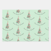 Weihnachts-Macaron-Bäume und Kerzen-Custom-Nachric Geschenkpapier Set (Vorderseite)