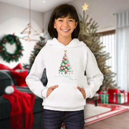Weihnachts-Macaron Tree Custom Message Girls Hoodie