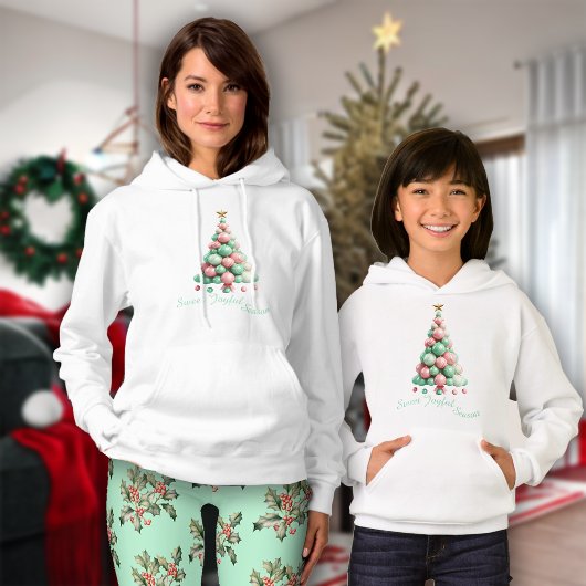 Weihnachts-Macaron Tree Custom Message Girls Hoodie