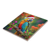 Weihnachts-Macaw mit einer Weihnachtsmannmütze-564 Fliese (Seite)
