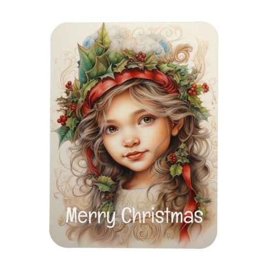Weihnachts Mädchen Custom 5 von 25 Magnet (Vertikal)