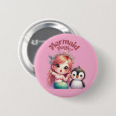 Weihnachts Magic Card mit Pinguin Spaß Button (Vorne & Hinten)