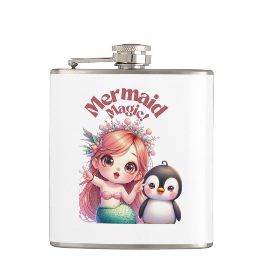 Weihnachts Magic Card mit Pinguin Spaß Flachmann (Vorderseite)