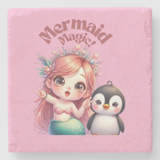 Weihnachts Magic Card mit Pinguin Spaß Steinuntersetzer (Vorderseite)