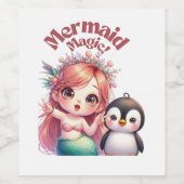 Weihnachts Magic Card mit Pinguin Spaß Weinetikett (Einzelnes Label)