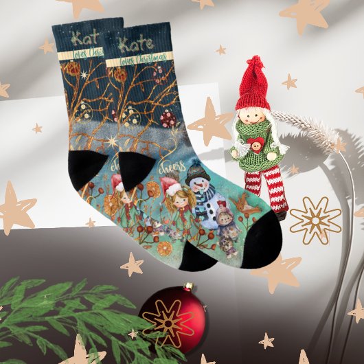 Weihnachts-Magie-blaue Multiprint-Socken Socken