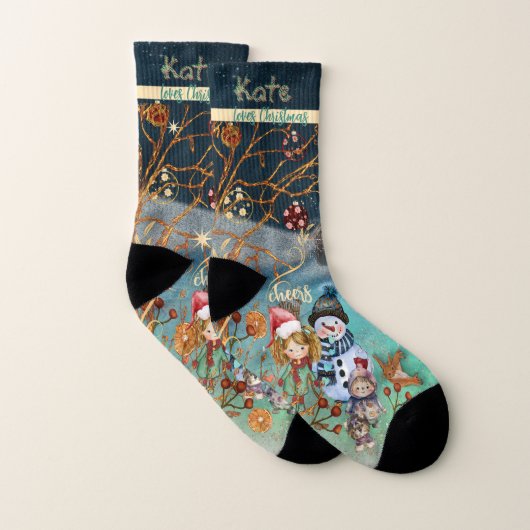 Weihnachts-Magie-blaue Multiprint-Socken Socken (Paar)
