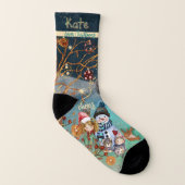 Weihnachts-Magie-blaue Multiprint-Socken Socken (Links - Innen)