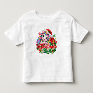 Weihnachts-Magie-Einhorn (Mädchen) Kleinkind T-shirt