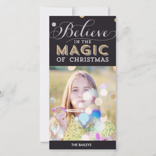 Weihnachts-Magie-Feiertagskarte - Schwarz Feiertagskarte (Vorderseite)