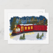 Weihnachts-Magie Vintager Rotdampfzug Postkarte (Vorne/Hinten)