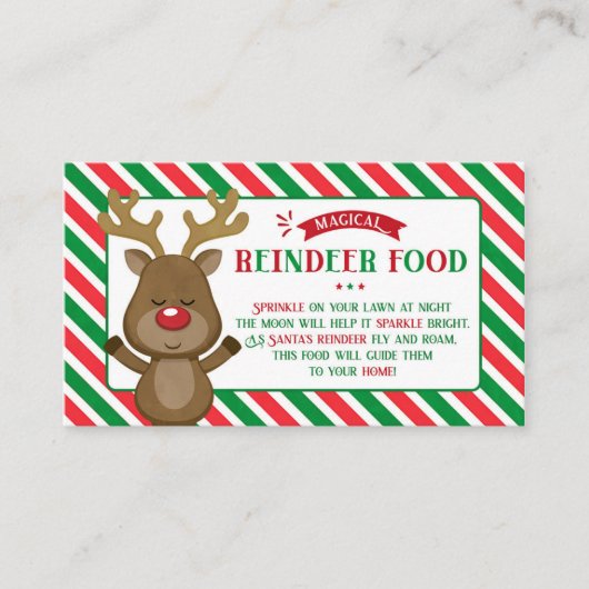 Weihnachts-Magische Rentierfutter für Kinder Visitenkarte (Vorderseite)
