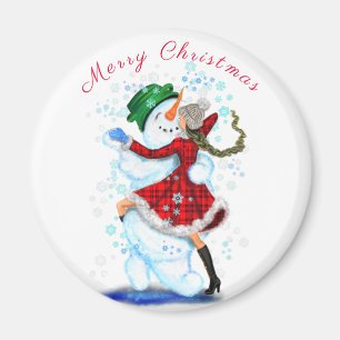 Weihnachts-Magnet-Geschenk Snowman und Girl-Dance Magnet