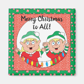 Weihnachts-Magnet-Platz Glücklich Weihnachtselfen Magnet