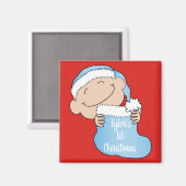 Weihnachts-Magnet-Quadrat-Baby's First Christmas/B Magnet (Vorderseite/Rückseite)