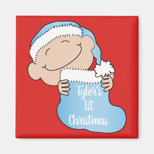 Weihnachts-Magnet-Quadrat-Baby's First Christmas/B Magnet