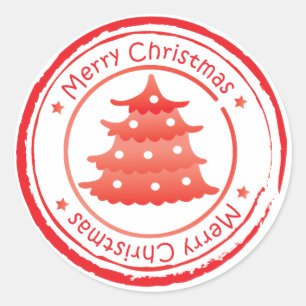 Weihnachts-Mail-Briefmarke - Weihnachtsbaum Runder Aufkleber