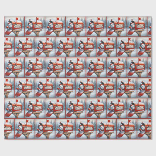 Weihnachts-Mailbox mit dem Schneemann Geschenkpapier (Flach)