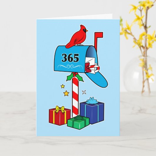Weihnachts-Mailbox mit Kardinal und Packages Karte (Gelbe Blume)