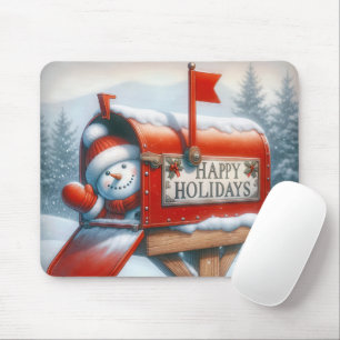 Weihnachts-Mailbox mit Schneemann Mousepad