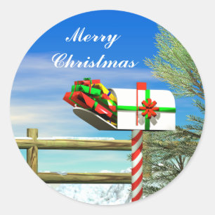 Weihnachts-Mailbox Runder Aufkleber