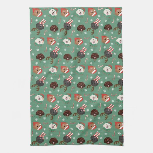 Weihnachts-Maltipoo-Hunde Geschirrtuch (Vertikal)