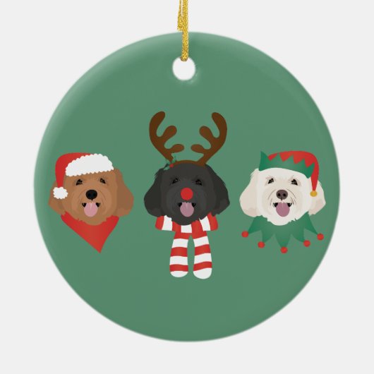 Weihnachts-Maltipoo-Hunde Keramik Ornament (Hinten)