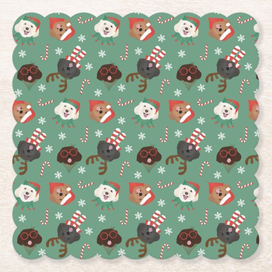 Weihnachts-Maltipoo-Hunde Untersetzer (Vorderseite)