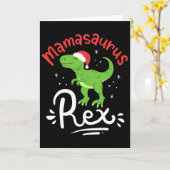 Weihnachts-Mama-Saurus-Rex-Dinosaurier-Mutter-Xmas Karte (Gelbe Blume)