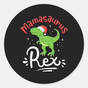 Weihnachts Mama Saurus Rex Dinosaurier Mutter Xmas Runder Aufkleber