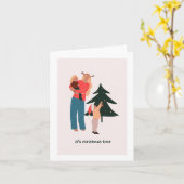 Weihnachts-Mama und Kindergrußkarte Karte (Gelbe Blume)