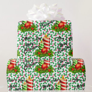 Weihnachts-Mama und Vater Persönliche Namen Gruß Geschenkpapier