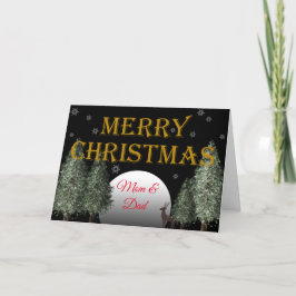 Weihnachts-Mama Vater Moonlit Hirsch Traditionelle Feiertagskarte