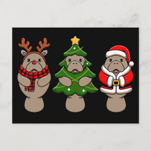 Weihnachts-Manati-Trio-Santa-Rentier-Baum-Xmas Feiertagspostkarte