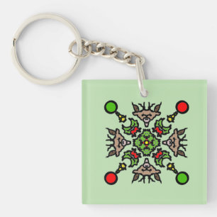 Weihnachts-Mandala-Muster Schlüsselanhänger